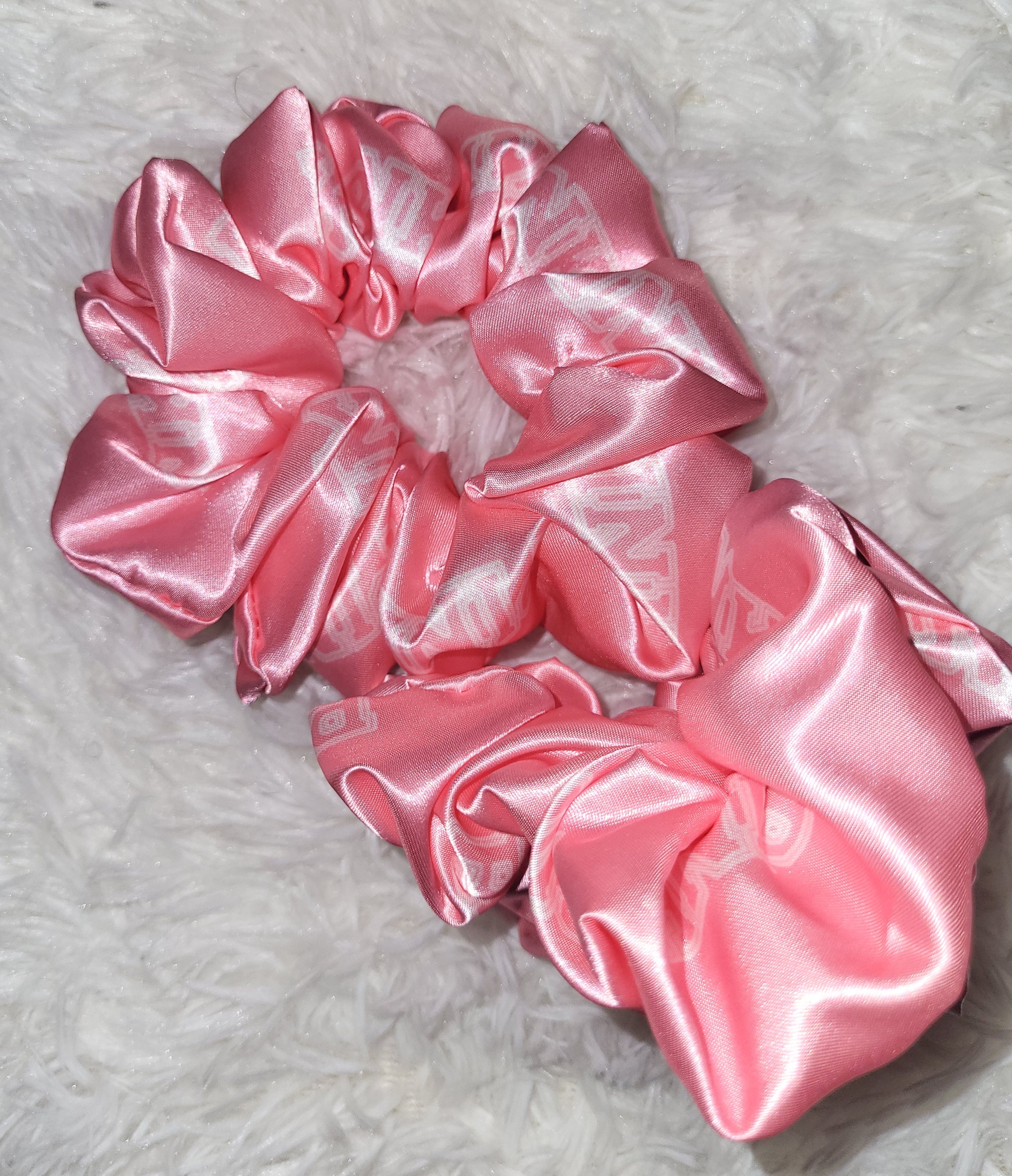 Pink Satin Scrunchies - New