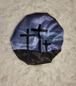 Cross of Calvary Night Satin Bonnet