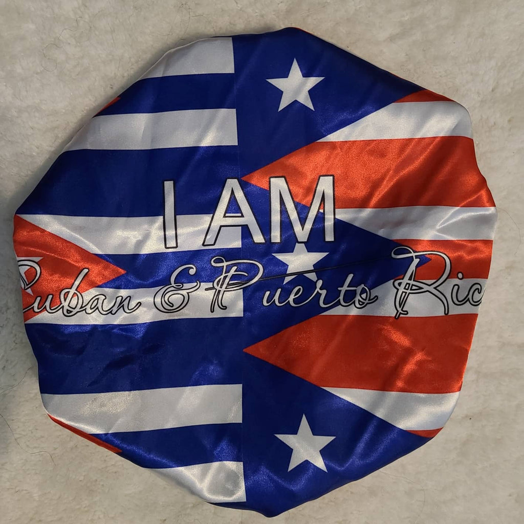 Dual Heritage Satin Bonnet - Cuban & Puerto Rican